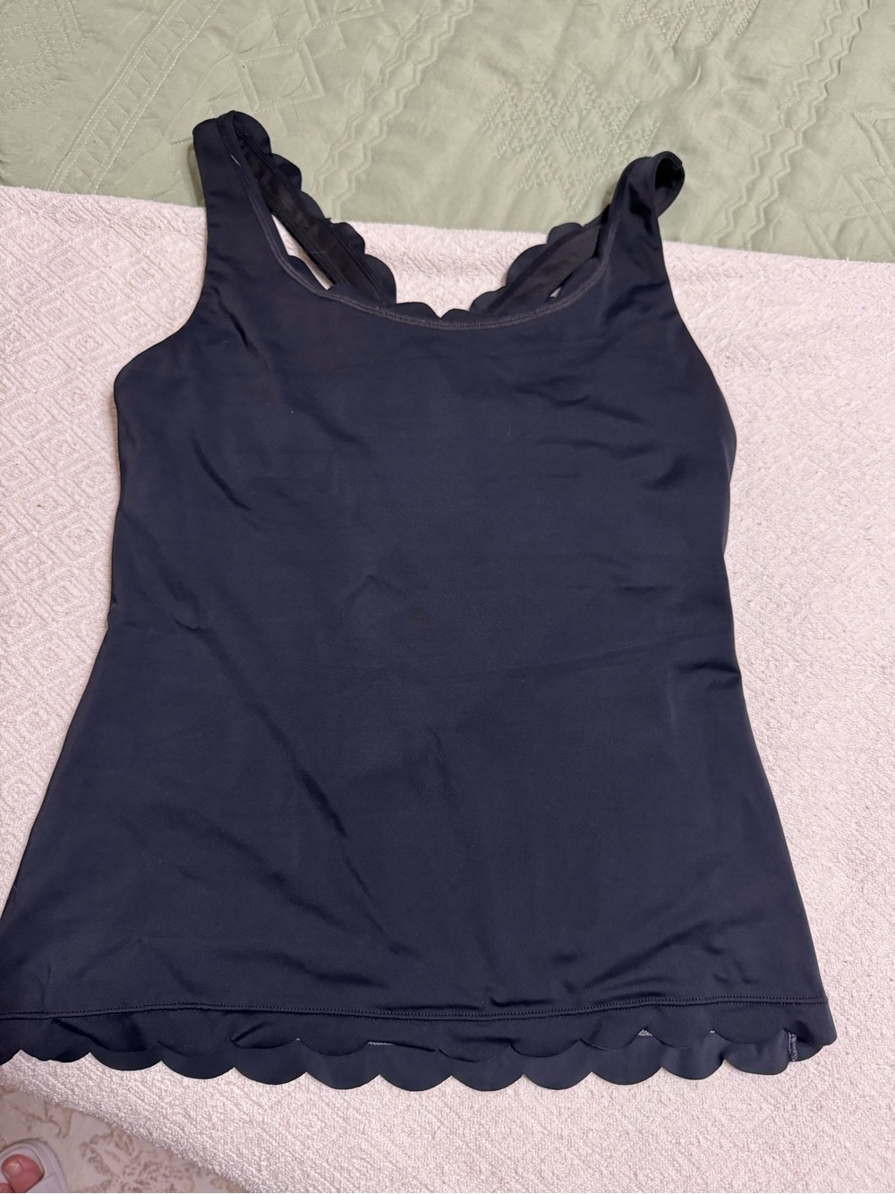 KIAVA Black Scallop-Trim Swim tankini top